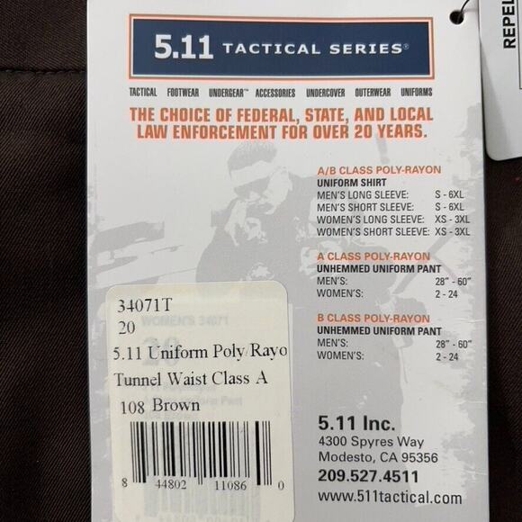 NWT 5.11 Tactical Series Pants Women SZ 20 Brown Uniform Class A 34071T - Picture 11 of 15
